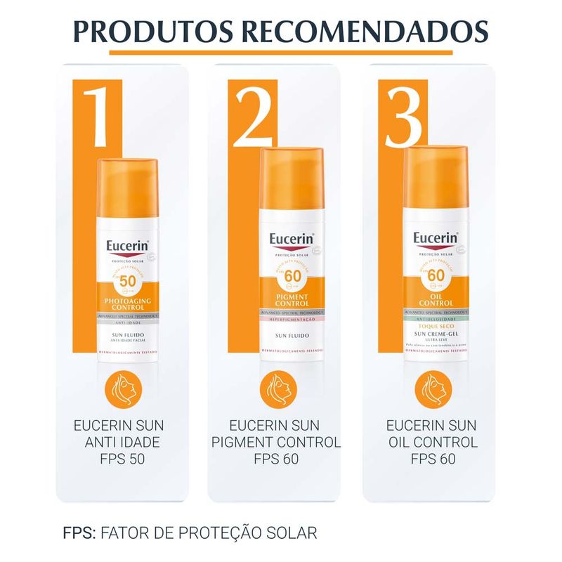 EUCERIN Protetor Solar Facial Oil Control Antioleosidade FPS70 Médio